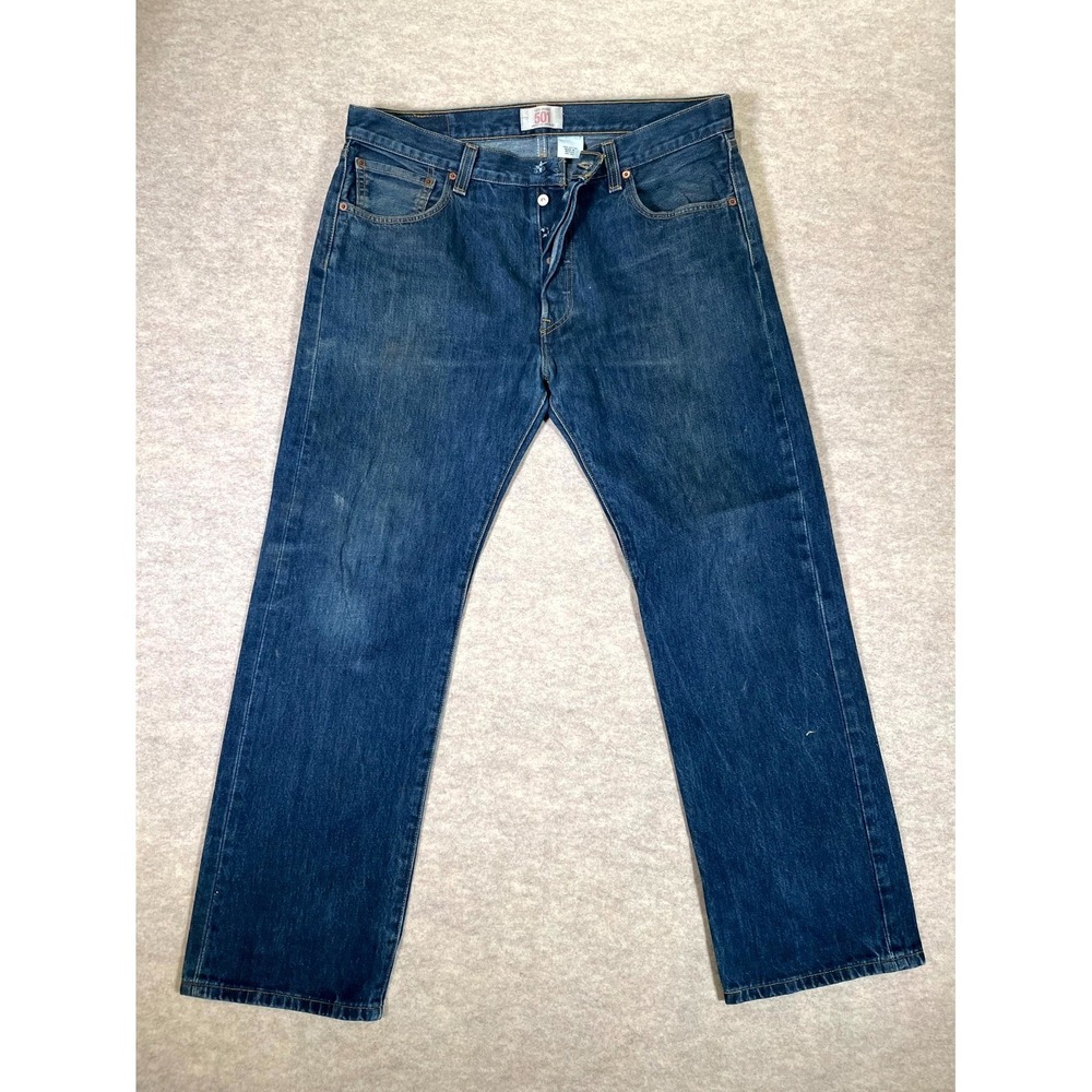 Levis 501 Original Fit Jeans Men 36x30 Blue Denim Cotton Straight Leg Button Fly